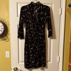 Karen Kane Black Dress with Tan Animal Print